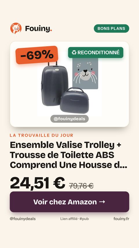 Ensemble Valise Trolley + Trousse de Toilette ABS Comprend Une Housse de Protection Cutie Cat, Multicolore, Ensemble Valise Trolley