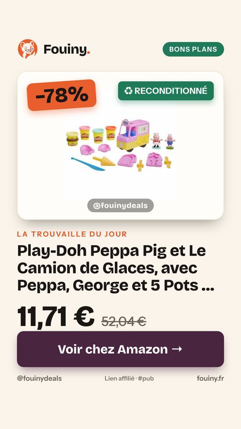 Play-Doh Peppa Pig et Le Camion de Glaces, avec Peppa, George et 5 Pots de Pate a Modeler dès 3 Ans Taille unique