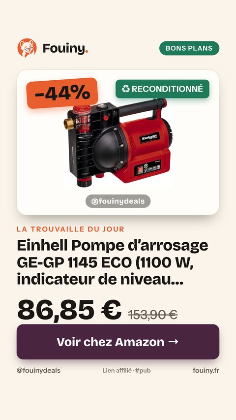Einhell Pompe d’arrosage GE-GP 1145 ECO (1100 W, indicateur de niveau d’eau/d’encrassement/d’aspiration, bouchon de remplissage, pré-filtre avec clapet anti-retour, avec adaptateur) 1100 W / ohne Flowsensor