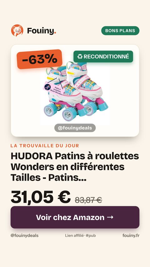 HUDORA Patins à roulettes Wonders en différentes Tailles - Patins Confortables Ajustables sur 4 Tailles - Patins pour Enfants jusqu'à 60 kg - Chaussures de Roller en Nylon de Haute qualité 32-35