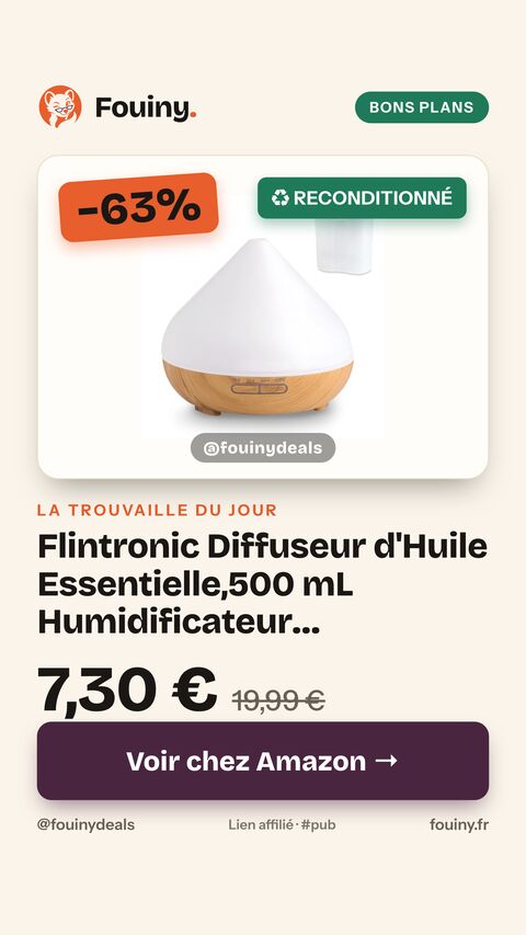 Flintronic Diffuseur d'Huile Essentielle,500 mL Humidificateur d'aromathérapie avec 7 LED, Ultrasonique Diffuseur Huiles Essentielles Electrique avec Arrêt Automatique pour Yoga,Massage,Bureau,Chambre 500 ML