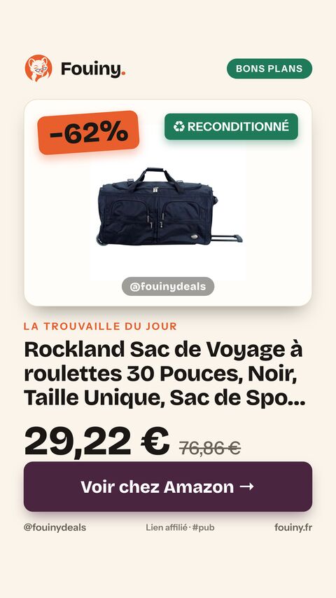 Rockland Sac de Voyage à roulettes 30 Pouces, Noir, Taille Unique, Sac de Sport à roulettes Taille unique
