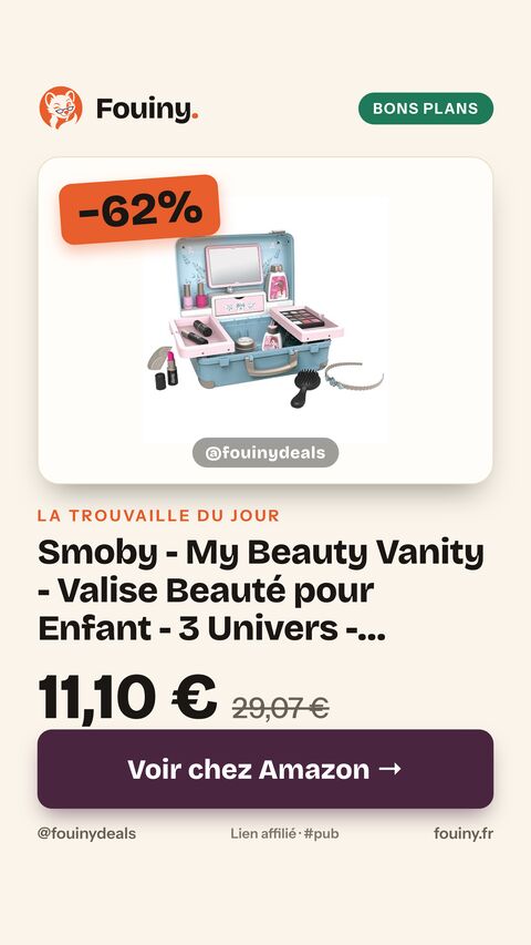 Smoby - My Beauty Vanity - Valise Beauté pour Enfant - 3 Univers - Coiffure + Onglerie + Maquillage Factice - 13 Accessoires - A Partir de 3 Ans - Fabrication Française