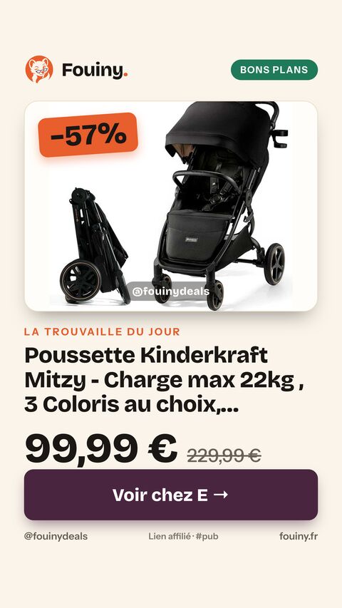 Poussette Kinderkraft Mitzy - Charge max 22kg , 3 Coloris au choix, Adaptateurs pour siège auto inclus
