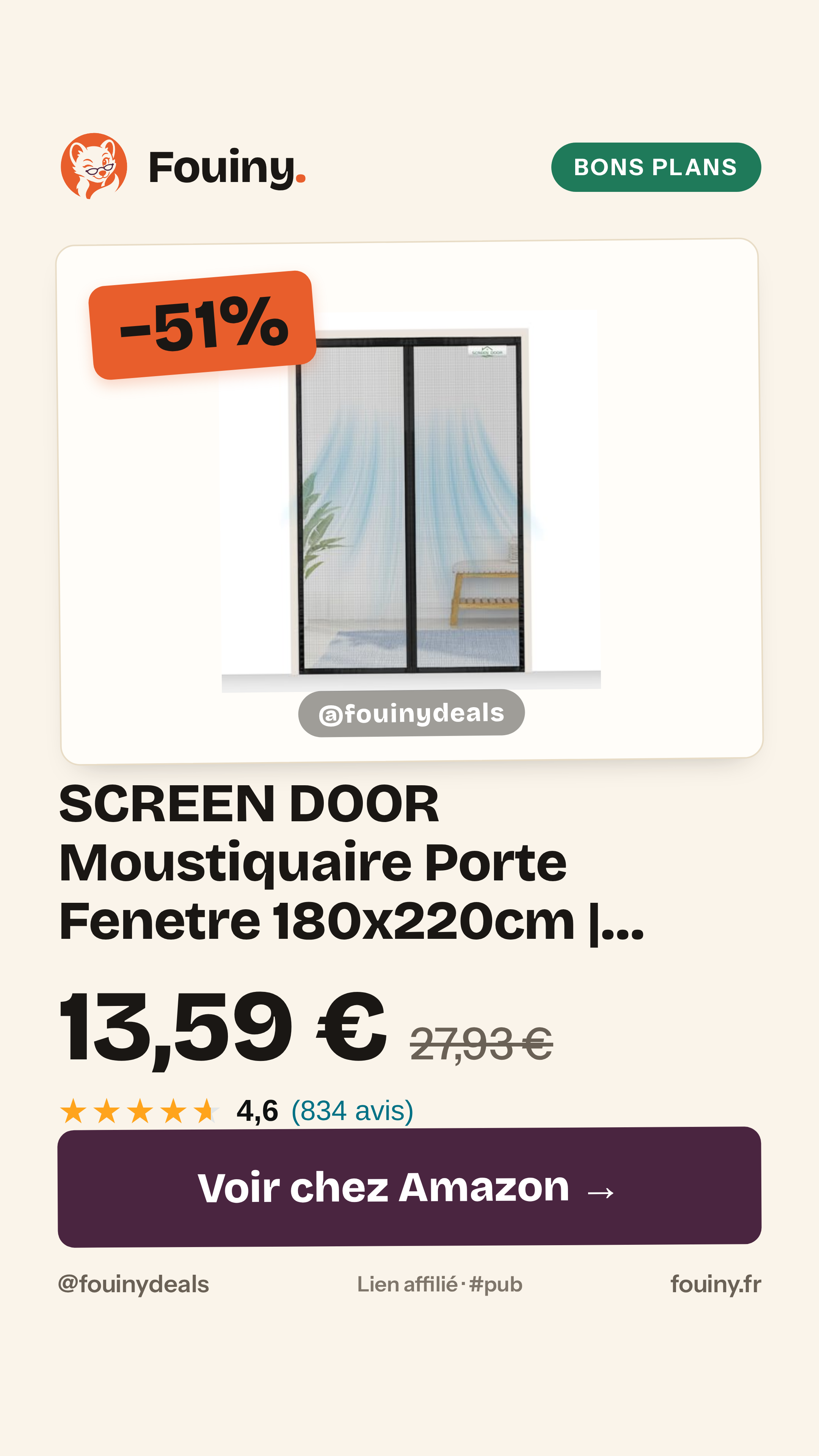 SCREEN DOOR Moustiquaire Porte Fenetre 180x220cm | Moustiquaire Haute Qualité, Protection contre les Insectes, Installation Facile – Noir