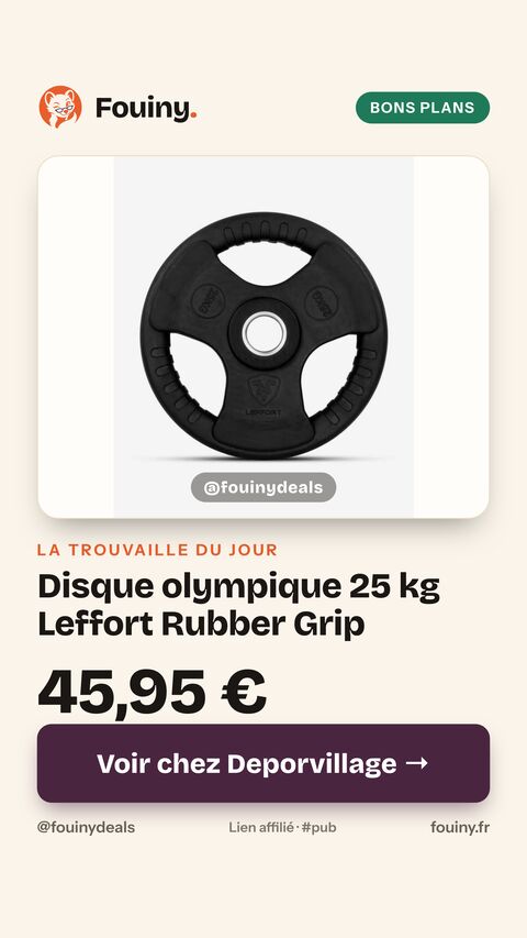 Disque olympique 25 kg Leffort Rubber Grip