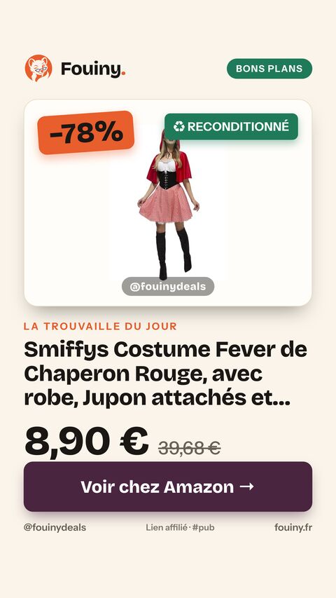 Smiffys Costume Fever de Chaperon Rouge, avec robe, Jupon attachés et cape avec capuche Halloween S