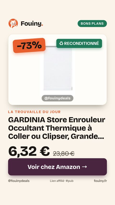 GARDINIA Store Enrouleur Occultant Thermique à Coller ou Clipser, Grande Réflexion de la Lumière, Économie d'Énergie, Opaque, Kit de Montage Inclus, Store Thermique EASYFIX, Blanc, 50 x 150 cm (lxH) 50l x 150L cm