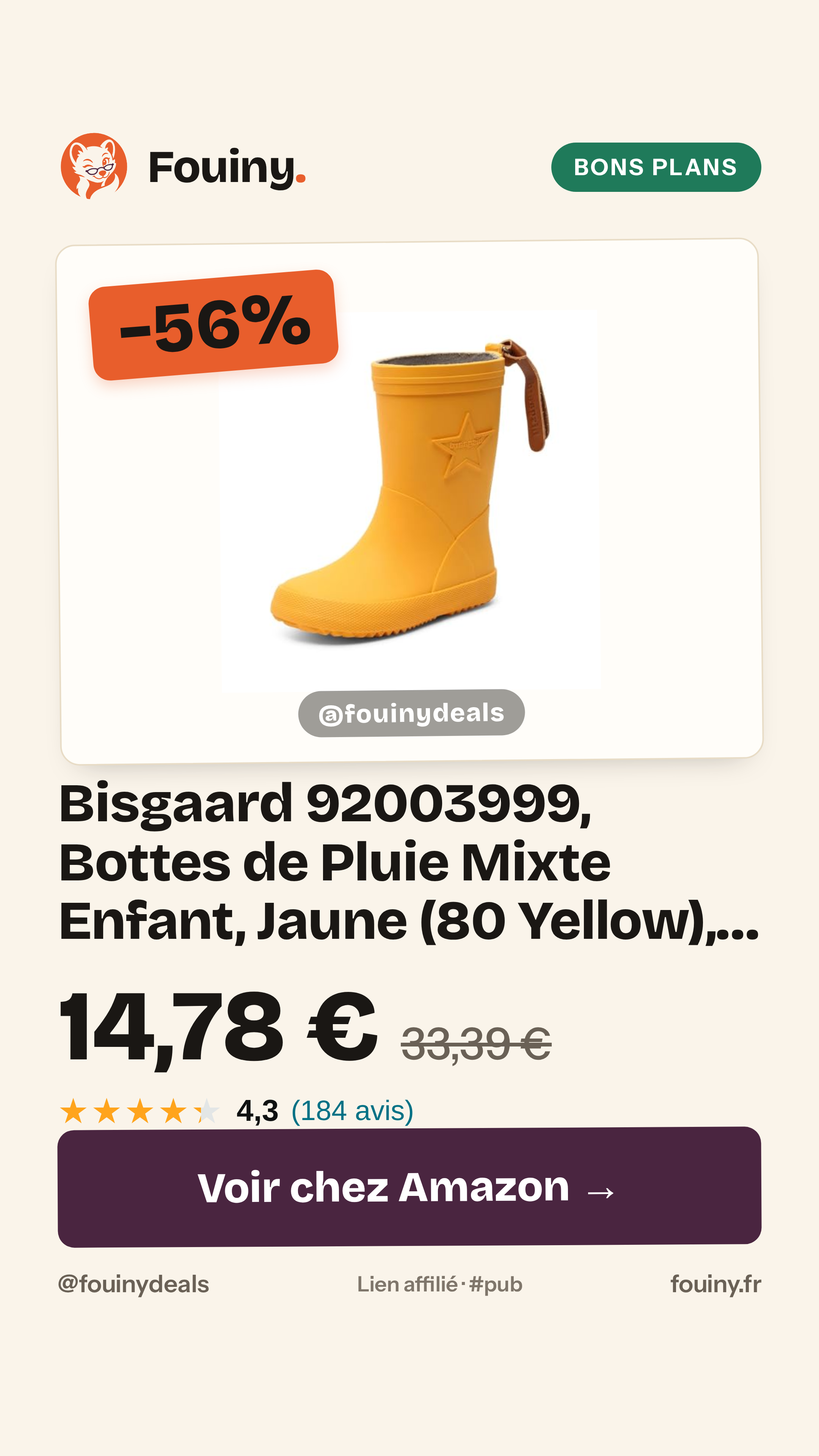 Bisgaard 92003999, Bottes de Pluie Mixte Enfant, Jaune (80 Yellow), 35 EU
