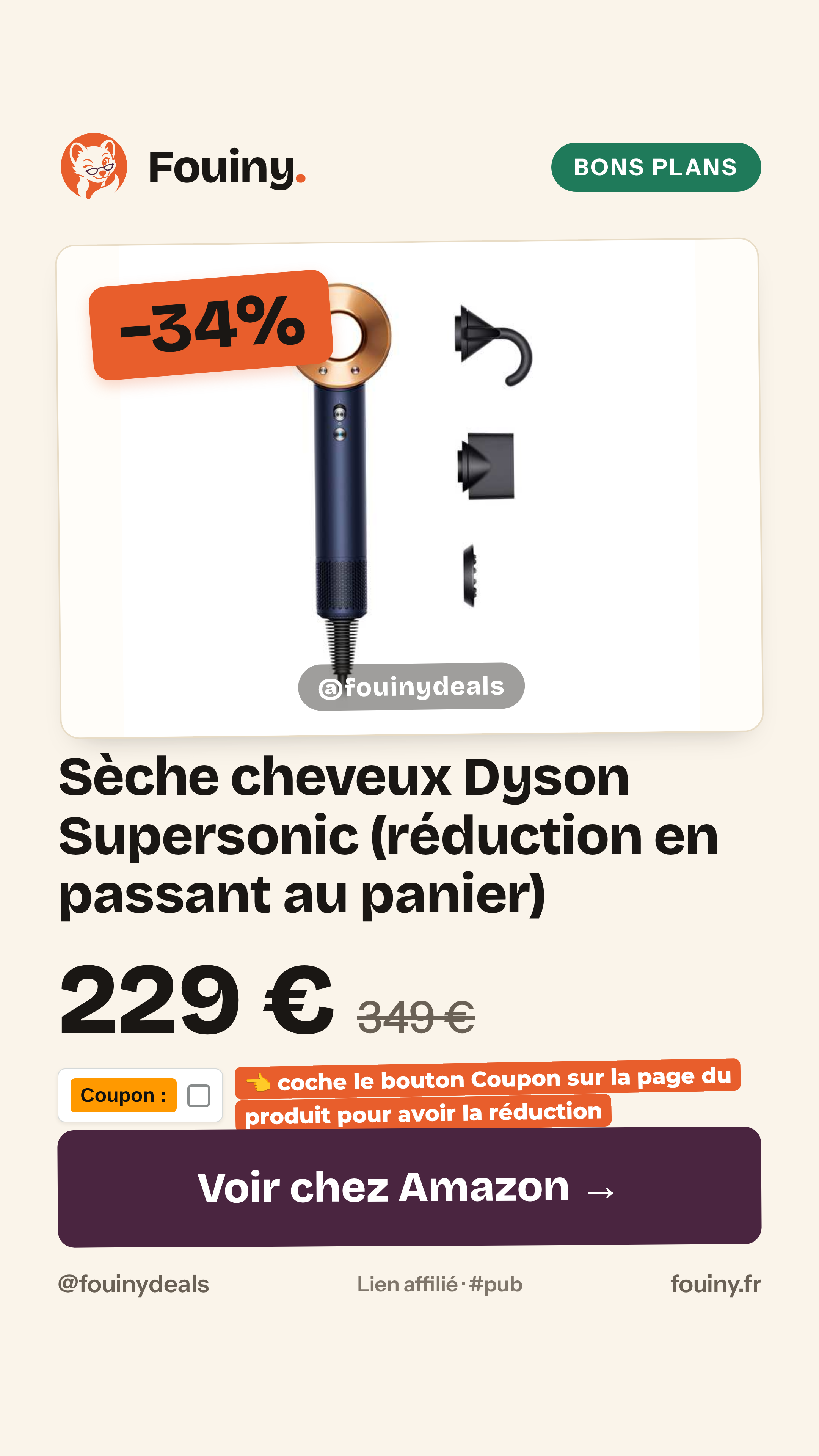Sèche cheveux Dyson Supersonic (réduction en passant au panier)