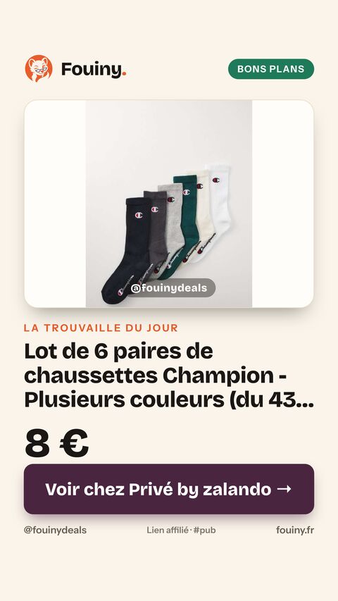 Lot de 6 paires de chaussettes Champion - Plusieurs couleurs (du 43 au 46)