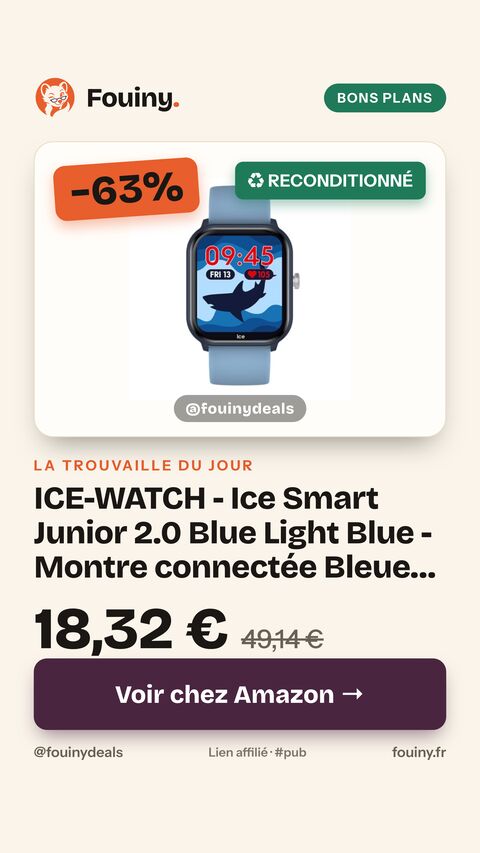 ICE-WATCH - Ice Smart Junior 2.0 Blue Light Blue - Montre connectée Bleue pour Enfant avec Bracelet en Silicone Bleu Clair - 022795 (1,75 Pouces) Small