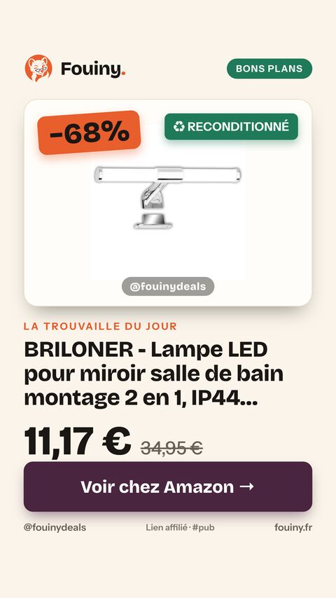 BRILONER - Lampe LED pour miroir salle de bain montage 2 en 1, IP44 protection éclaboussures, 4.000K blanc neutre, lampe salle de bain, éclairage d'armoire, lampe de miroir, 30 cm, chrome 30 cm