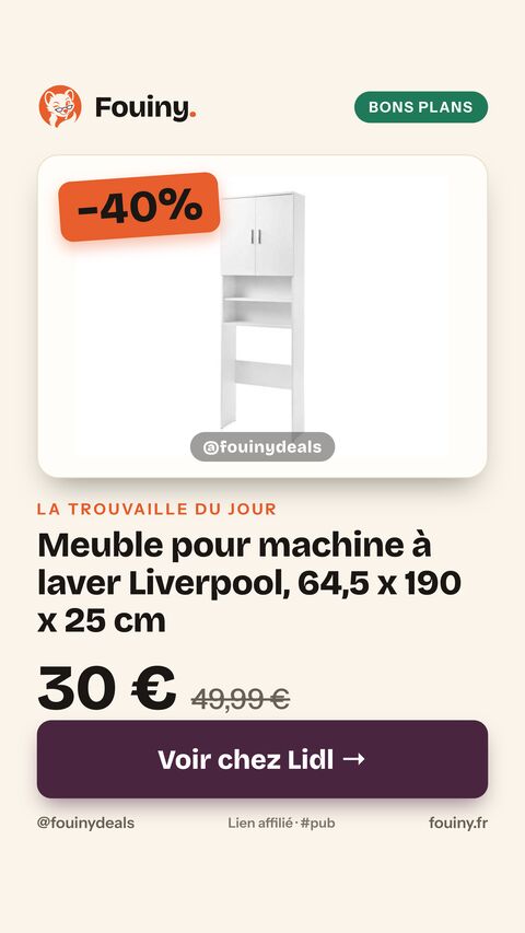Meuble pour machine à laver Liverpool, 64,5 x 190 x 25 cm