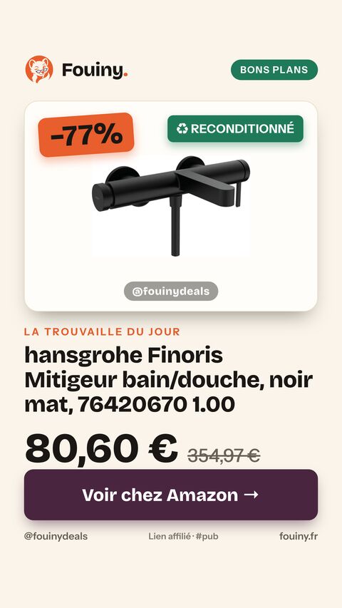 hansgrohe Finoris Mitigeur bain/douche, noir mat, 76420670 1.00