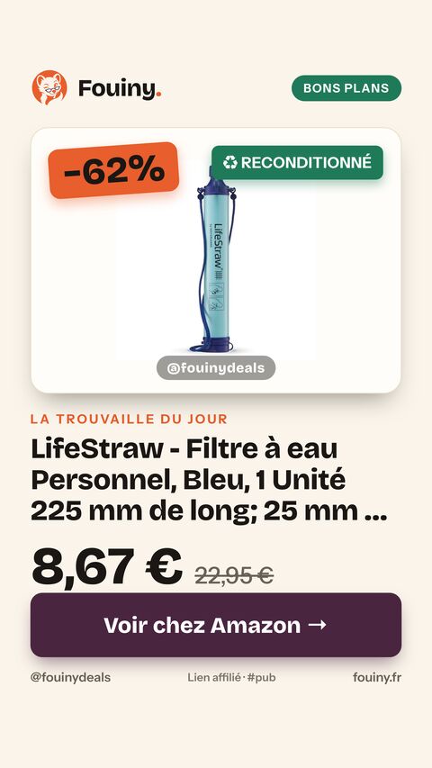 LifeStraw - Filtre à eau Personnel, Bleu, 1 Unité 225 mm de long; 25 mm de diamètre