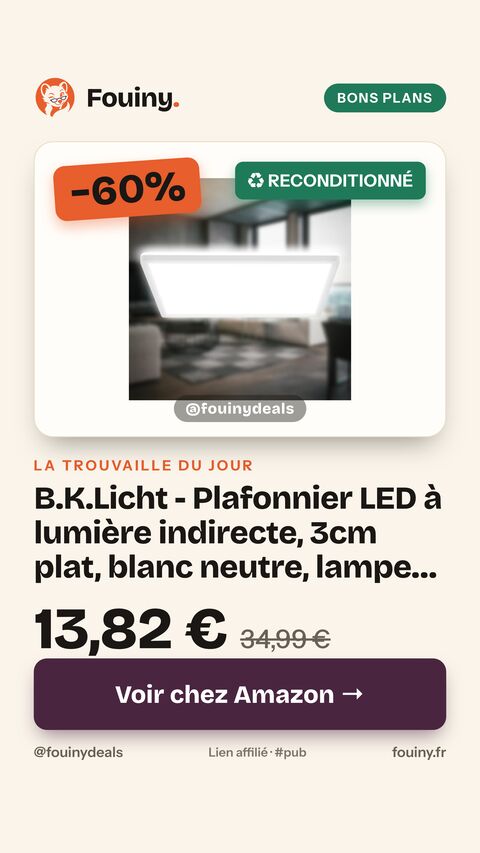 B.K.Licht - Plafonnier LED à lumière indirecte, 3cm plat, blanc neutre, lampe plafonnier de salon, panneau cuisine, plafonnier, 42x42x3 cm, Blanc 42 x 42 cm