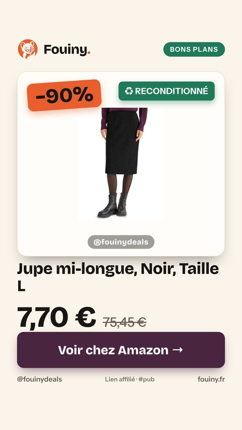 Jupe mi-longue, Noir, Taille L