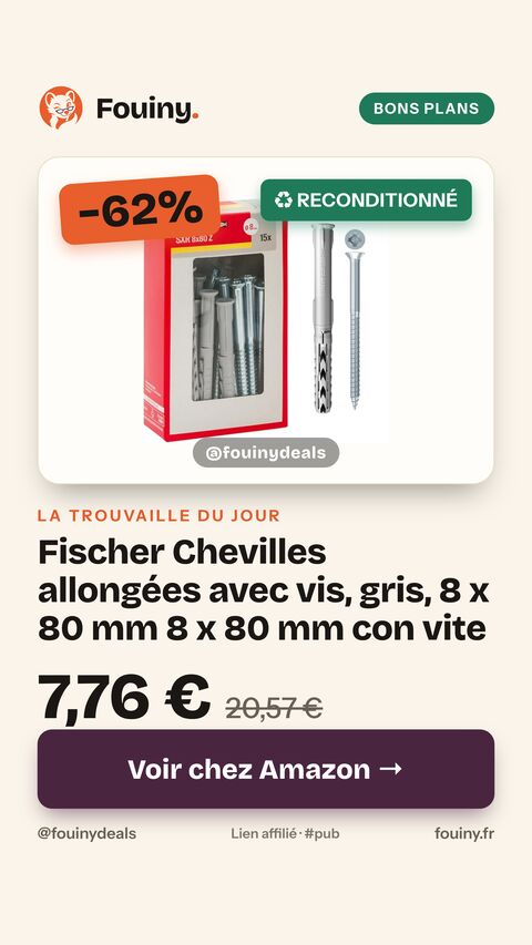 Fischer Chevilles allongées avec vis, gris, 8 x 80 mm 8 x 80 mm con vite