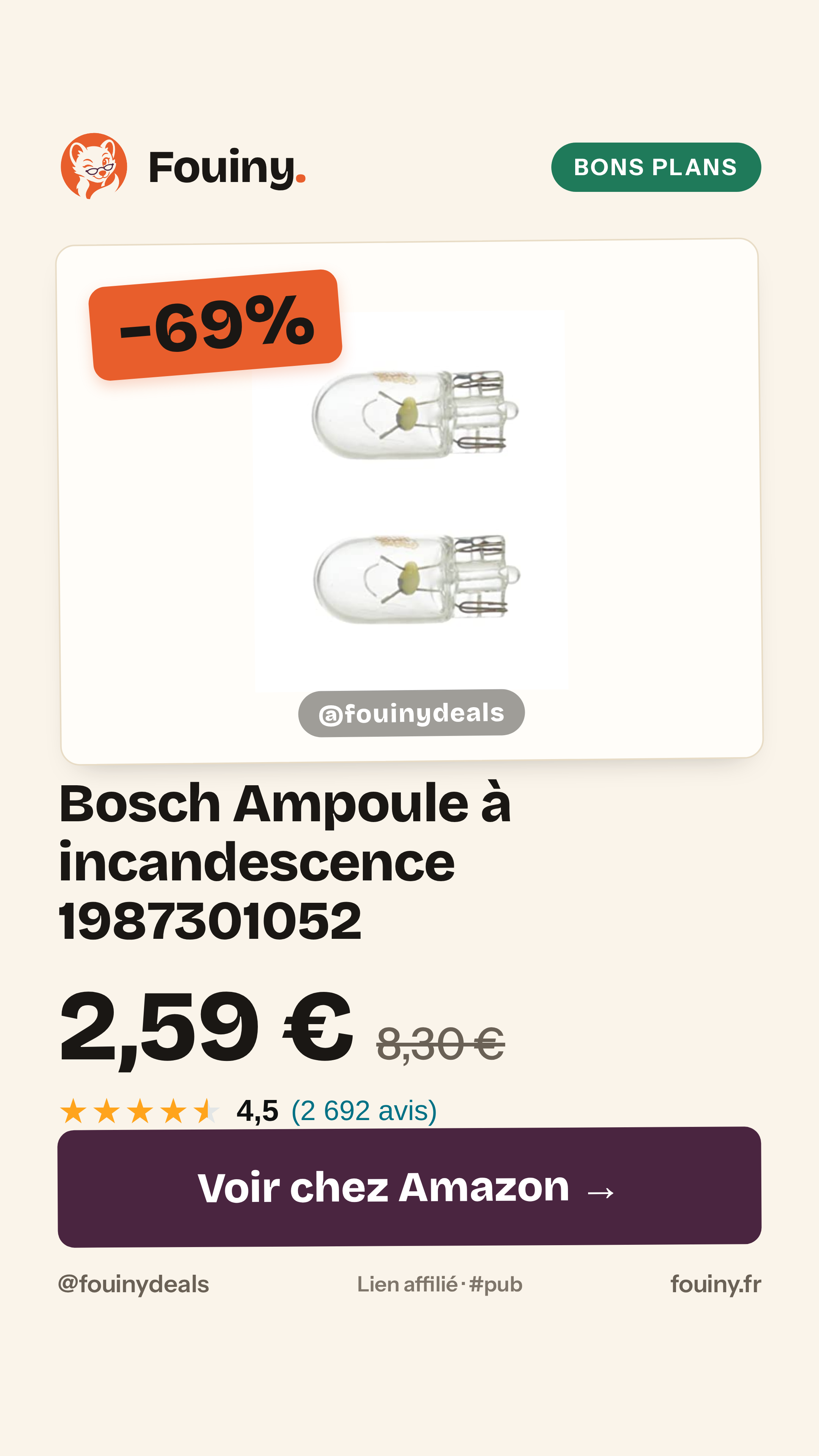 Bosch Ampoule à incandescence 1987301052