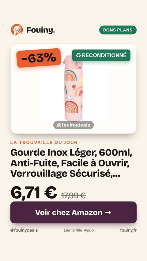 Gourde Inox Léger, 600ml, Anti-Fuite, Facile à Ouvrir, Verrouillage Sécurisé, Lavable au Lave-Vaisselle, Poignée de Transport, Acier Inoxydable, Arcs en Ciel 600 ml