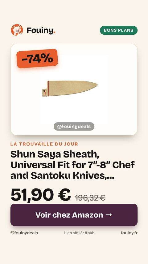 Shun Saya Sheath, Universal Fit for 7”-8” Chef and Santoku Knives, Blonde Beech Wood, Knife Edge Guard for Professional and Home Chefs