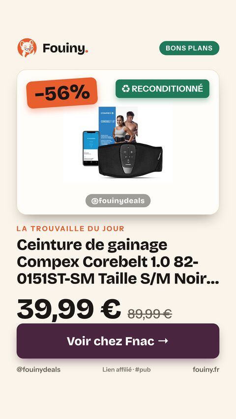 Ceinture de gainage Compex Corebelt 1.0 82-0151ST-SM Taille S/M Noir 21.60 cmx16.50 cmx22