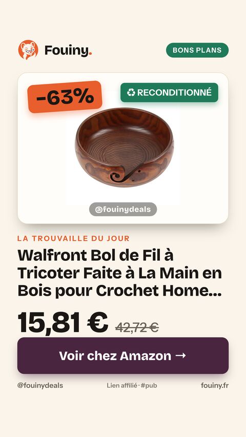Walfront Bol de Fil à Tricoter Faite à La Main en Bois pour Crochet Home Decor 18-20CM 18-20CM