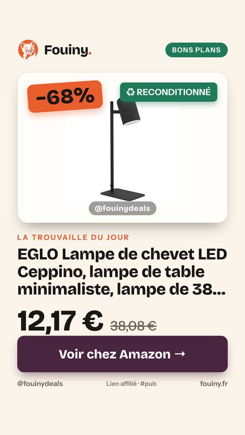 EGLO Lampe de chevet LED Ceppino, lampe de table minimaliste, lampe de 38 cm (H) x 11 cm (W) x 16.5 cm (D)