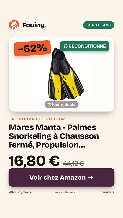 Mares Manta - Palmes Snorkeling à Chausson fermé, Propulsion optimisée, Nervures latérales, Confort et Performance sous-Marine 42/43