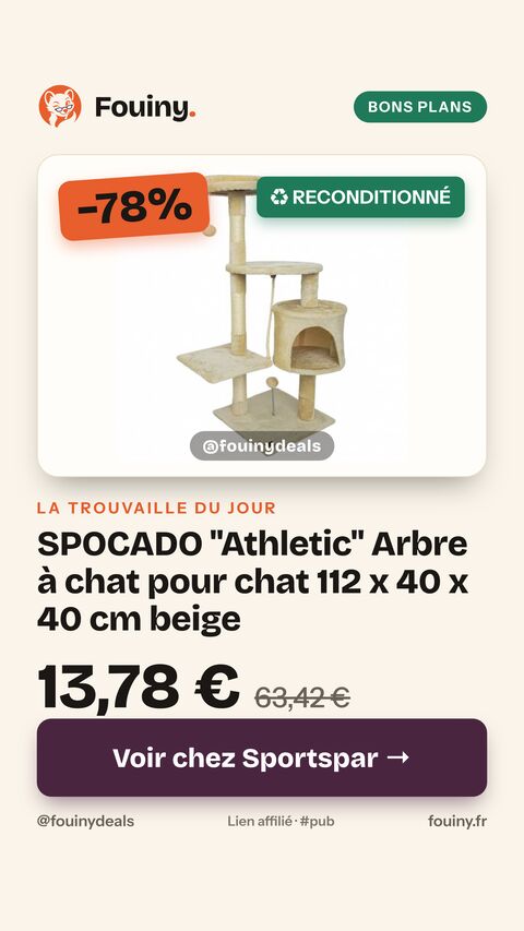 SPOCADO "Athletic" Arbre à chat pour chat 112 x 40 x 40 cm beige
