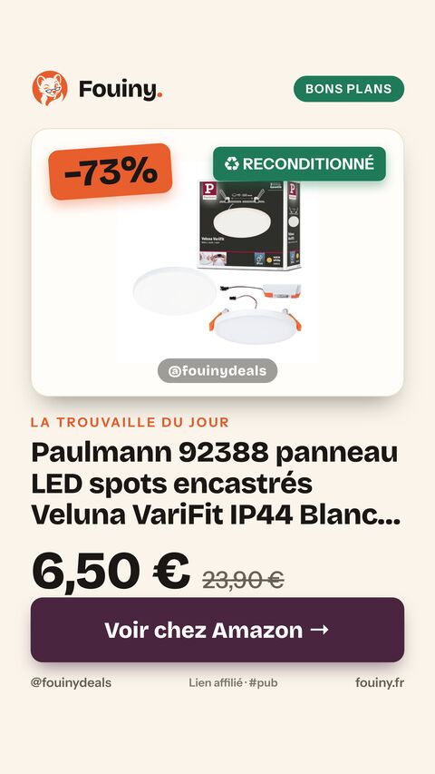 Paulmann 92388 panneau LED spots encastrés Veluna VariFit IP44 Blanc chaud 125 mm rond incl. 1x8,5 watts plafonnier Satin éclairage de plafond plastique éclairage de salon 3000 K Ø 125mm