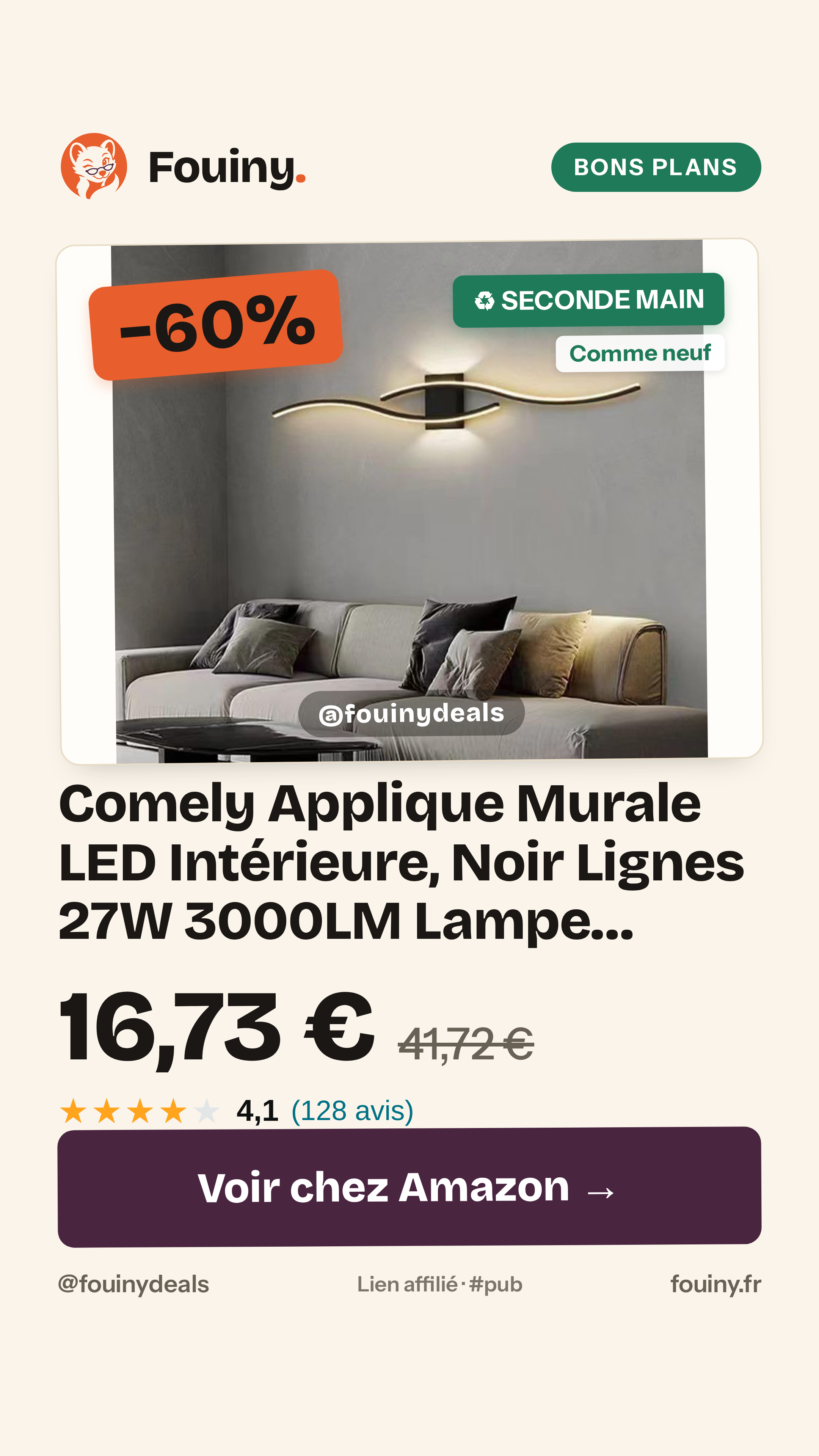 Comely Applique Murale LED Intérieure, Noir Lignes 27W 3000LM Lampe Murale