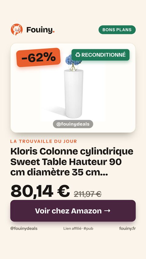 Kloris Colonne cylindrique Sweet Table Hauteur 90 cm diamètre 35 cm Couleur Blanche fabriquée en Italie 90