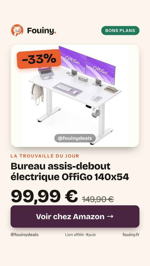 Bureau assis-debout électrique OffiGo 140x54