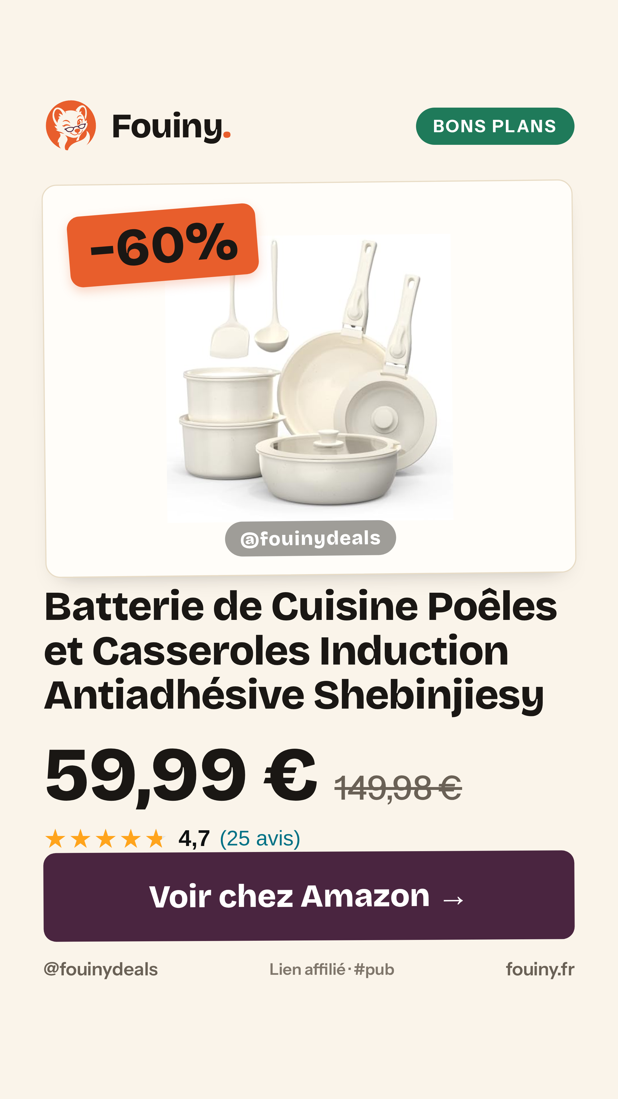 Batterie de Cuisine Poêles et Casseroles Induction Antiadhésive Shebinjiesy