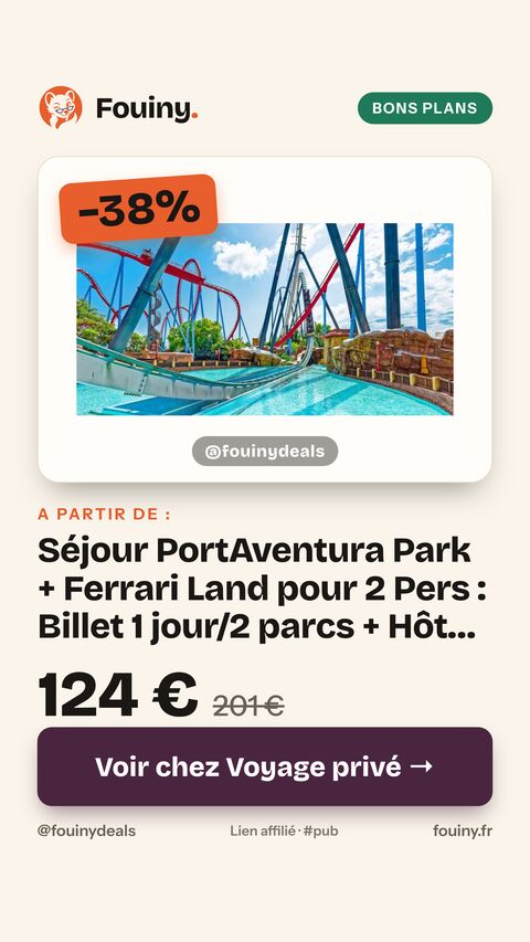 Séjour PortAventura Park + Ferrari Land pour 2 Pers : Billet 1 jour/2 parcs + Hôtel 4*, Demi pension + Remise pour les enfants