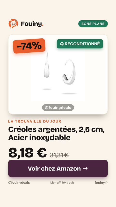 Créoles argentées, 2,5 cm, Acier inoxydable