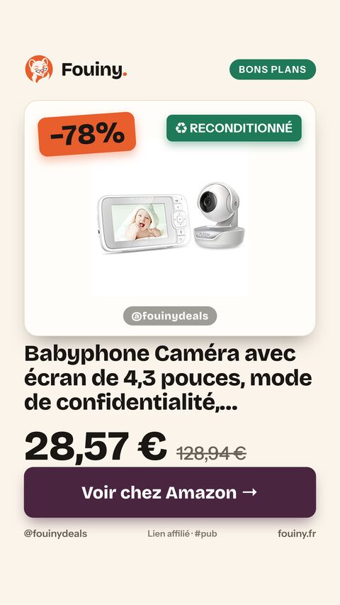 Babyphone Caméra avec écran de 4,3 pouces, mode de confidentialité, panoramique, inclinaison et zoom à distance,vision nocturne et capteur de température ambiante